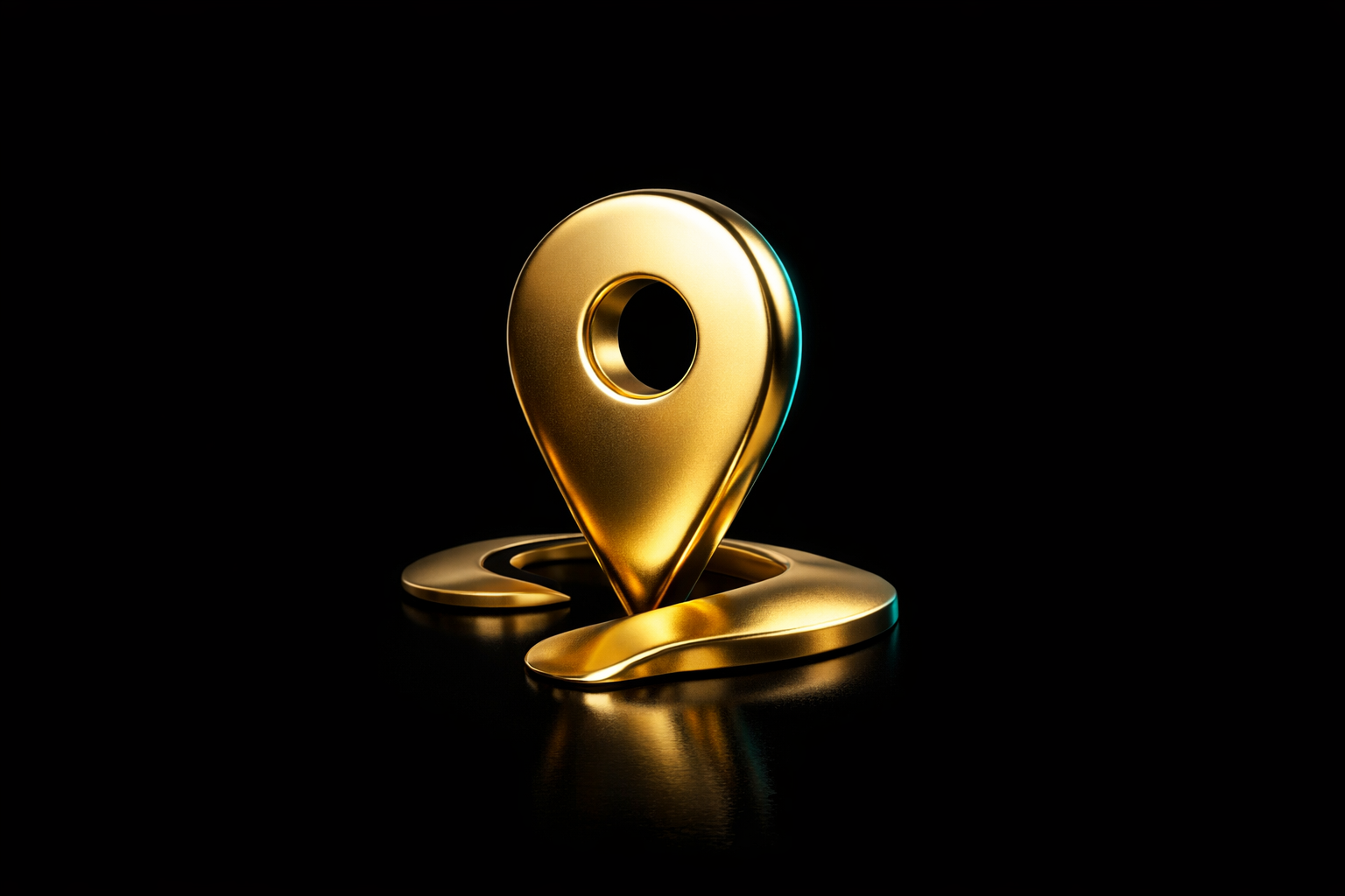 Fractional CFO Brisbane 1 Gold map pin with an abstract river bend, representing fractional CFO services in Brisbane