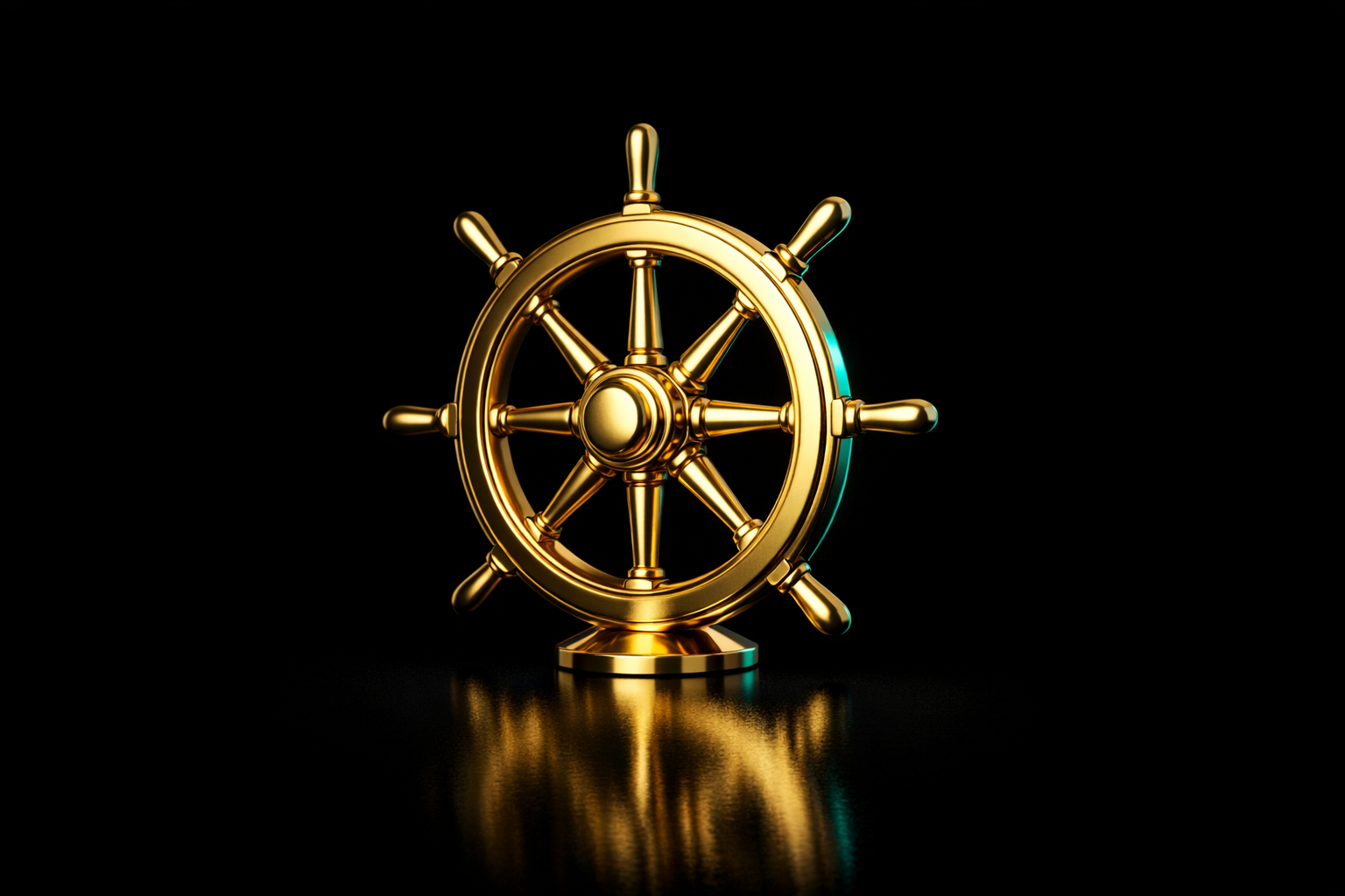 Gold ship's helm, representing fractional CFO support steering owner-led businesses
