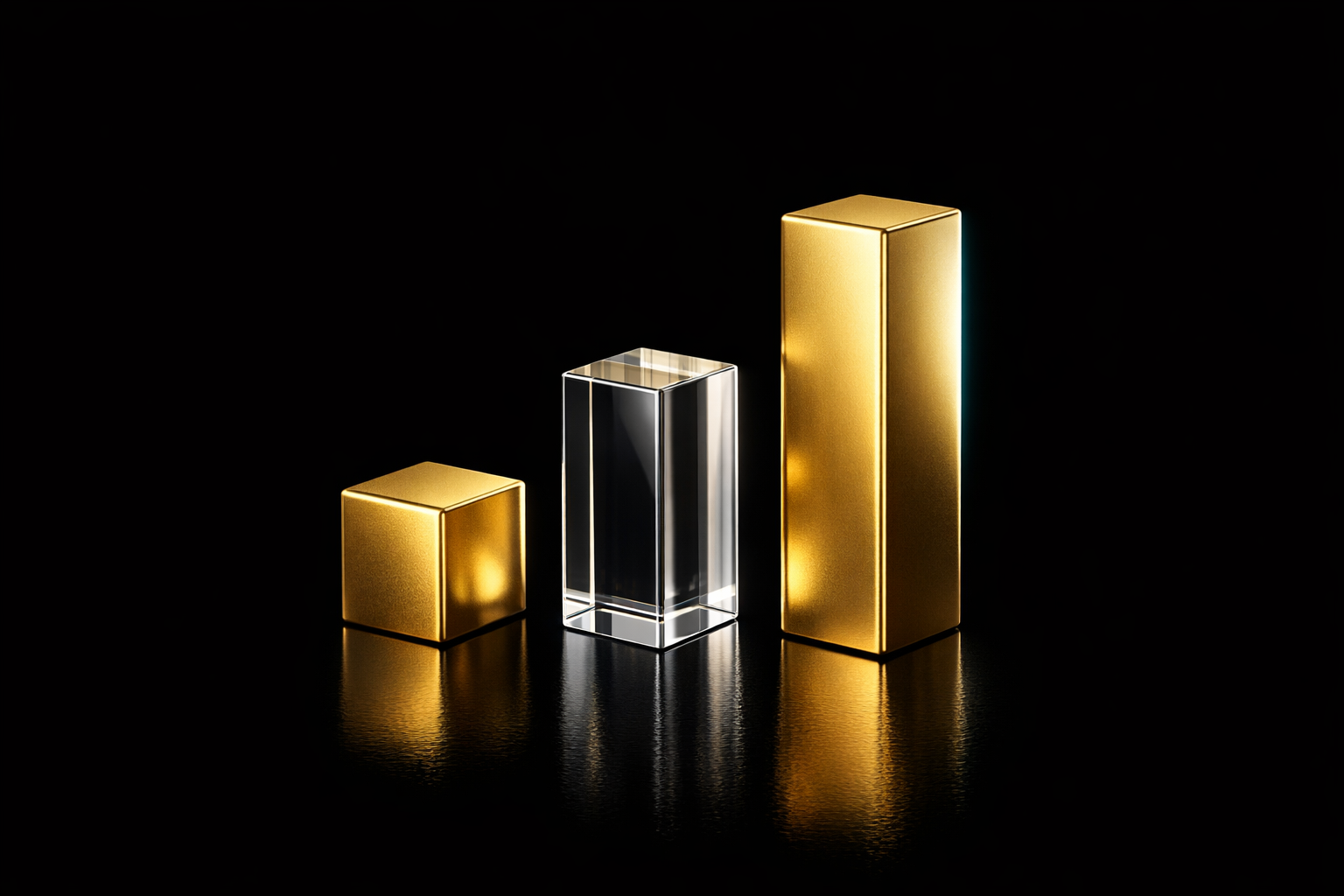 Three ascending blocks with one clear glass block, representing transparent pricing for fractional CFO services