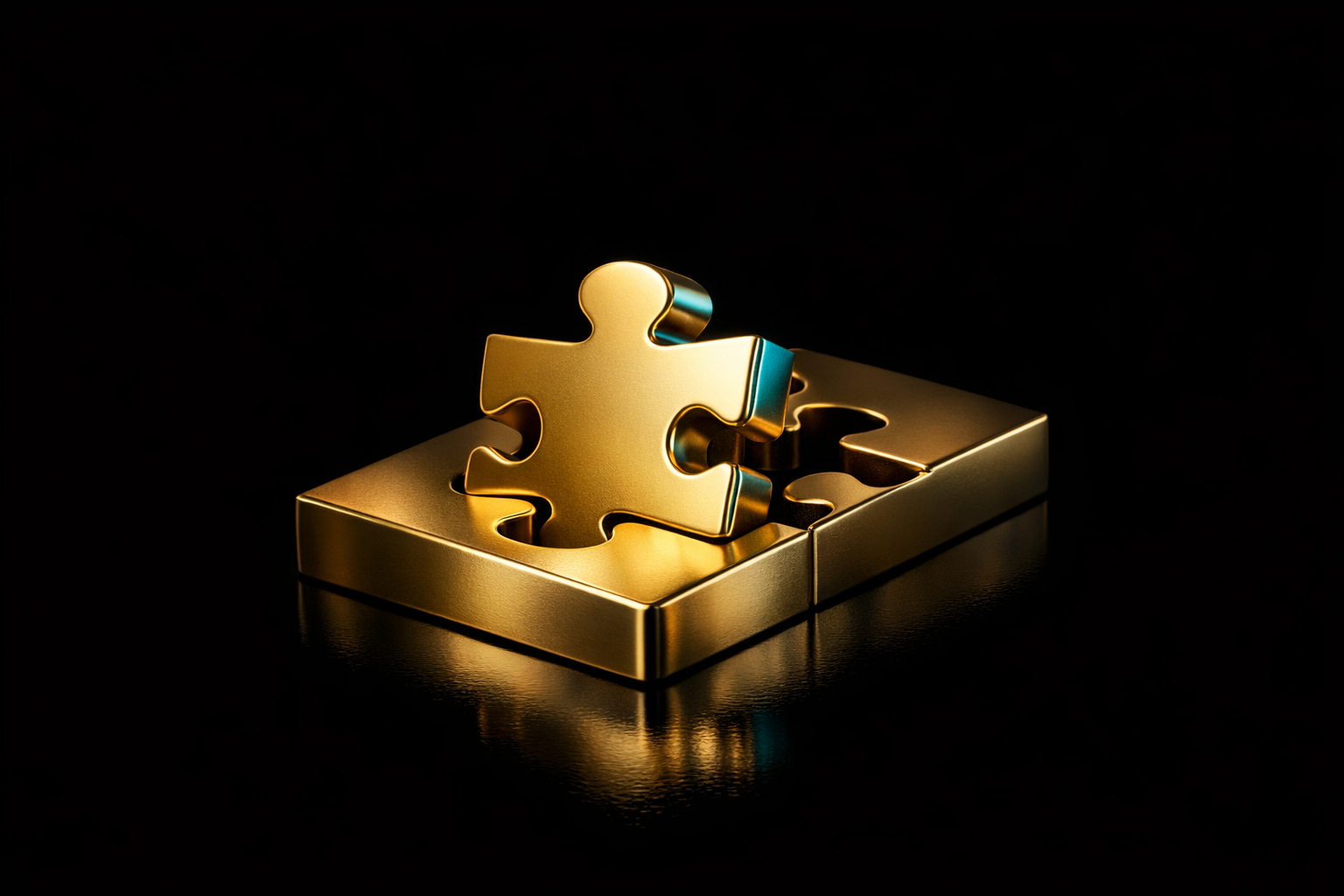 What is a fractional CFO? 1 Gold puzzle piece sliding into place, illustrating what a fractional CFO is