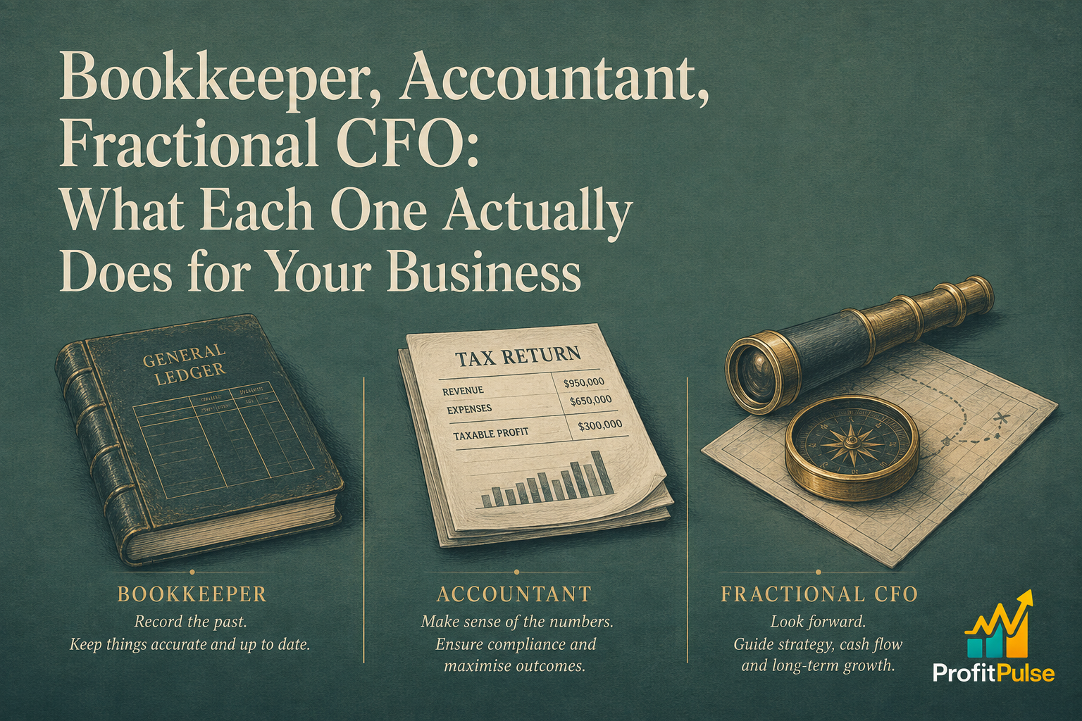 Bookkeeper, Accountant, Fractional CFO: What Each One Actually Does for Your Business 24 Bookkeeper, Accountant, Fractional CFO: What Each One Actually Does for Your Business
